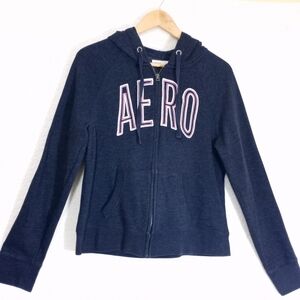 Aeropostale Hoodie Sweatshirt Navy Pink Size Large